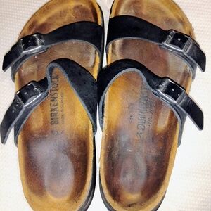 Birkenstock Black Suede Double-Strap Sandals with Buckles